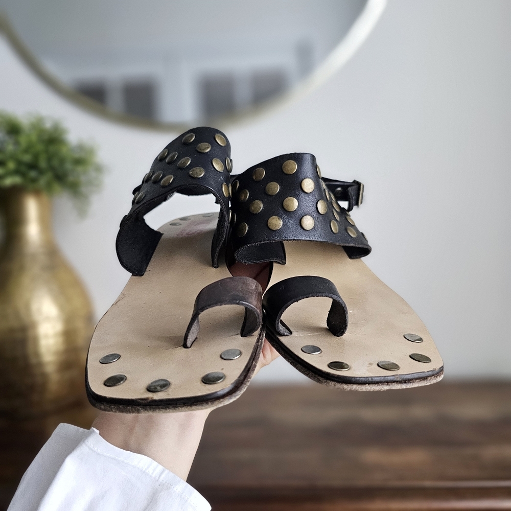 Michael Kors Black Studded Leather Block-Heel Sandals Size 9.5 M Made in Italy - Picture 2 of 16